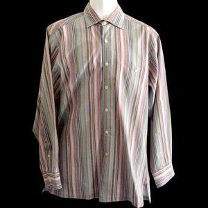 Ike Behar New York Men's Shirt Medium Multi-Color Striped Date Night